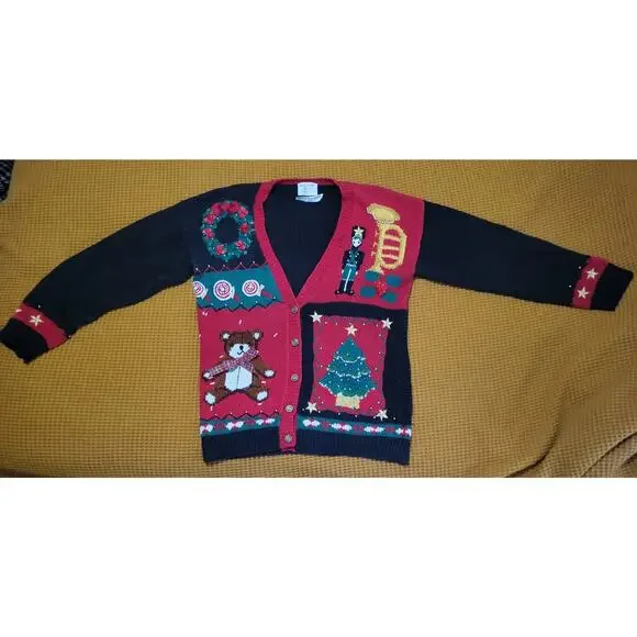 Vintage Marisa Christina Classics 1993 Christmas Nutcracker Bear Tree Sweater L - Picture 1 of 8